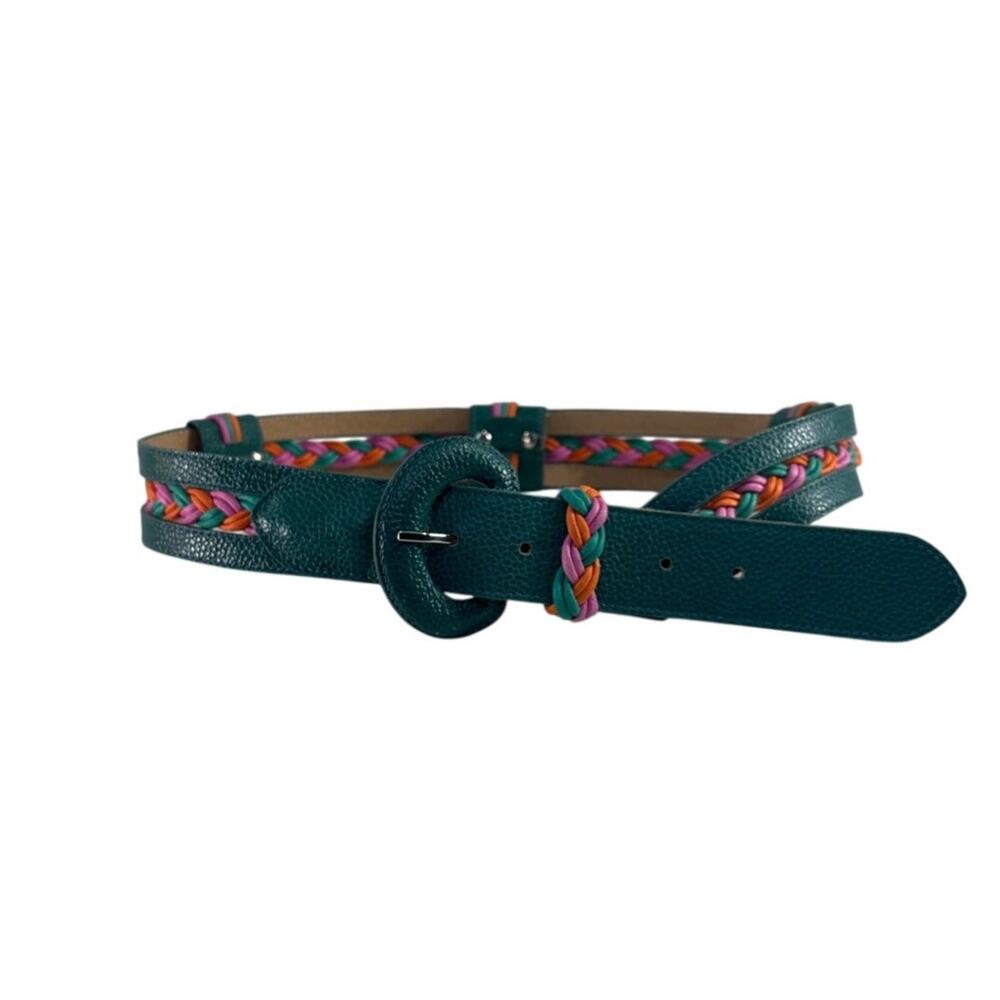 Vintage Ginnie Johansen Belt Teal Braided 80s Western